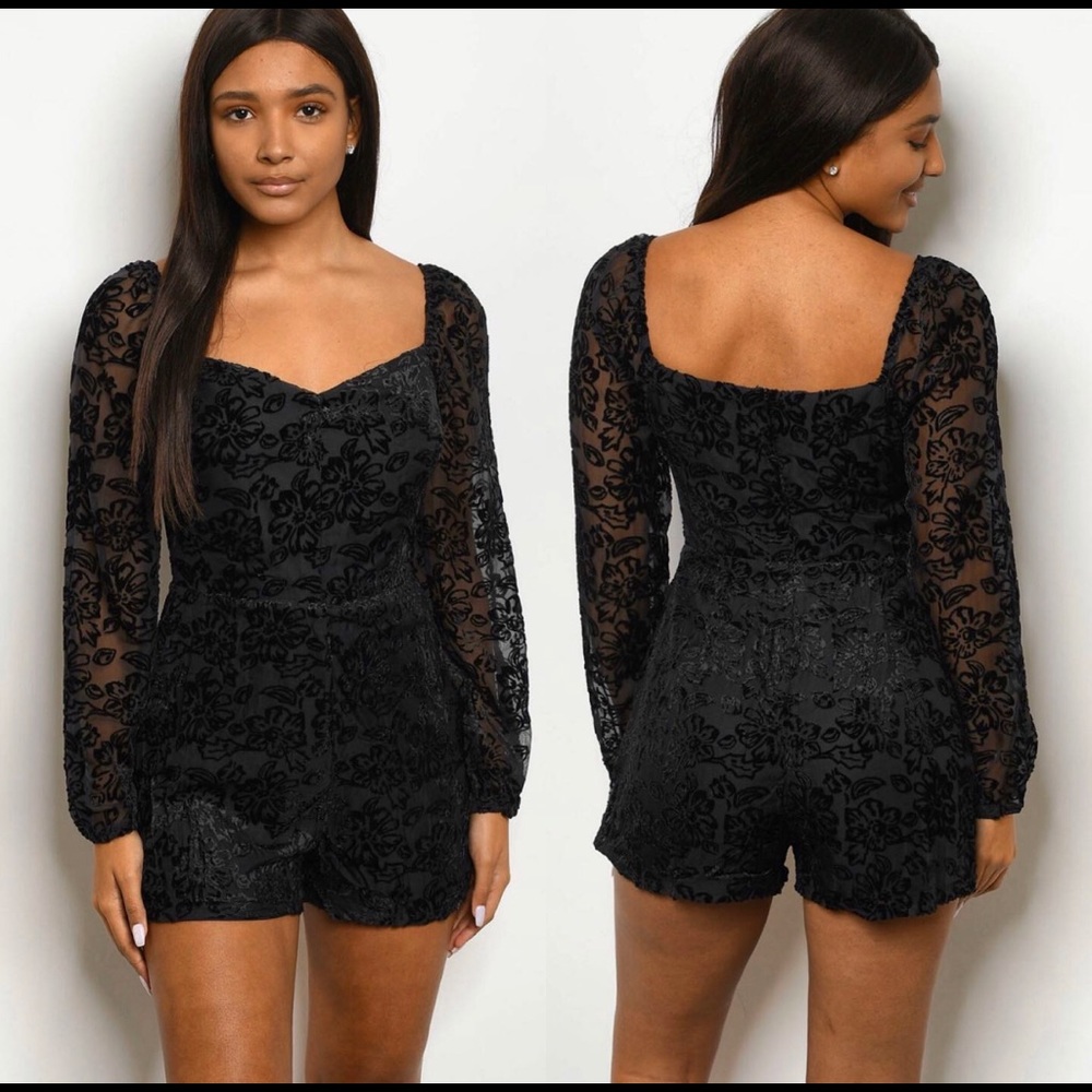 NWT $75 Velvet Scroll Romper Dress
